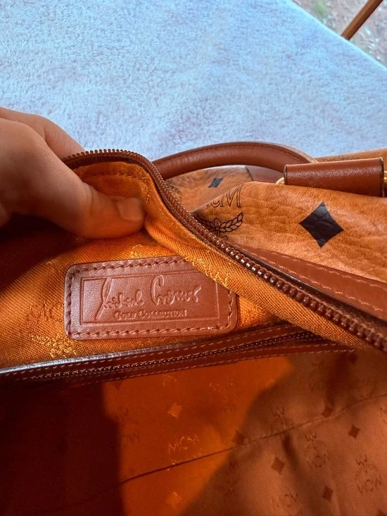 MCM Cognac Monogram Visetos Duffel Bag with Brown Leather Trim - Picture 7 of 10